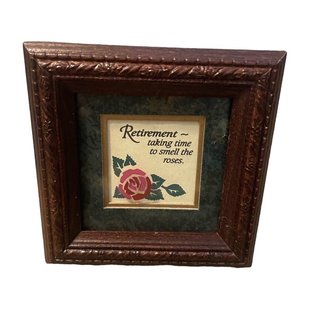 Retirement framed and matted 4" x 4" small‎ picture